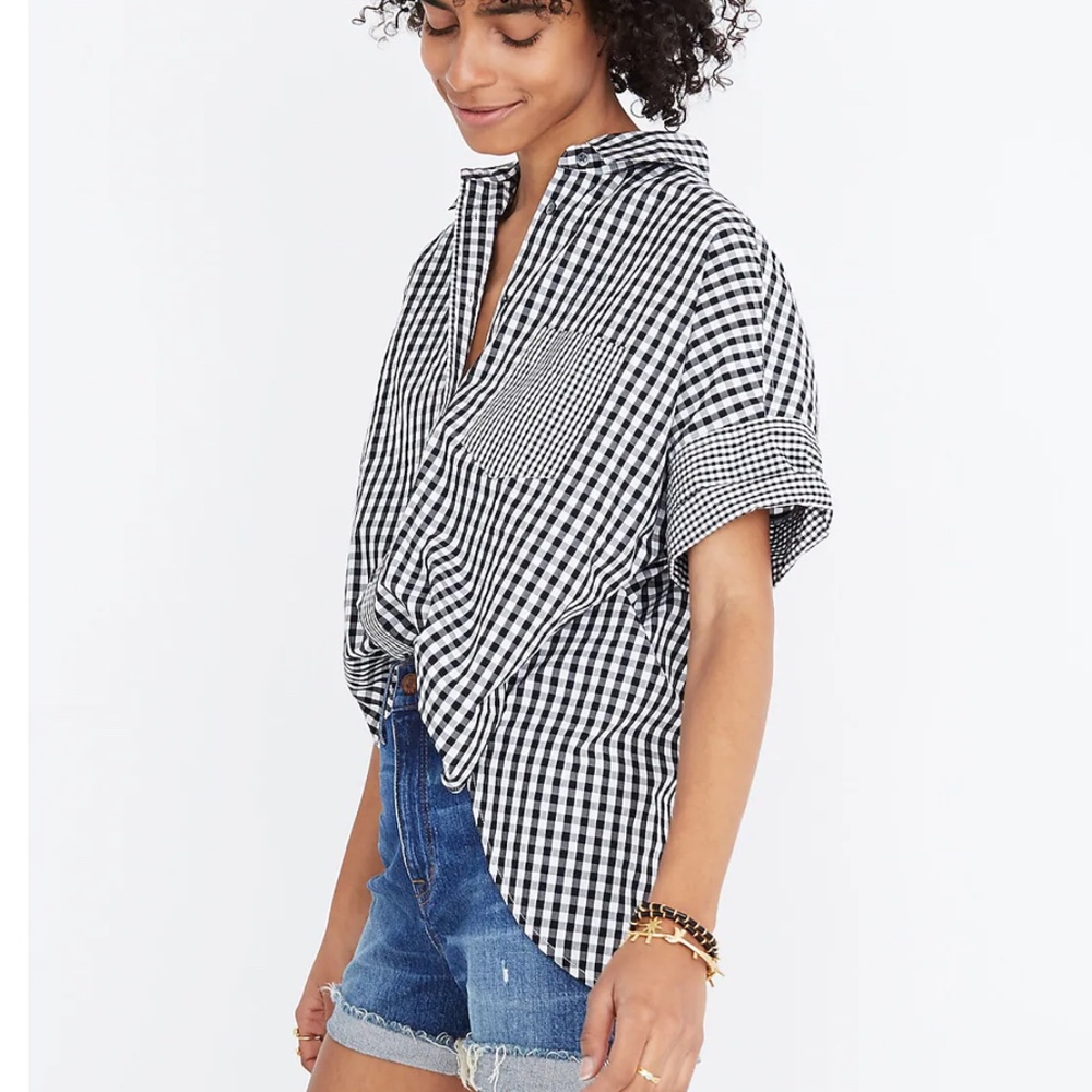 Madewell - Gingham Play Button Down Size Small - image 1
